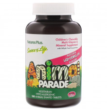 Nature's Plus, Источник жизни, парад животных, детские, жевательные, натуральный вкус арбуза, 180 животных