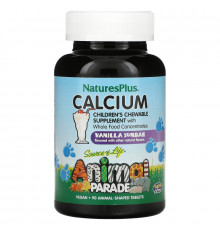 Nature's Plus, Источник жизни, Жевательные таблетки для детей с кальцием с ванильным вкусом, 90 животных