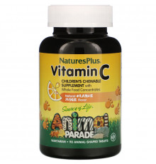 Nature's Plus, Источник жизни, Жевательные таблетки для детей с витамином С в форме животных, 90 животных