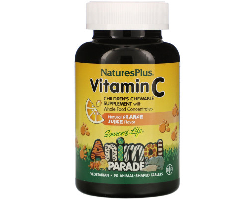 Nature's Plus, Источник жизни, Жевательные таблетки для детей с витамином С в форме животных, 90 животных Nature's Plus, Источник жизни, Жевательные таблетки для детей с витамином С в форме животных, 90 животных