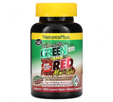 Зелень и зеленые овощи NaturesPlus, Source of Life, зеленые и красные мини-таблетки, 180 двухслойных таблеток