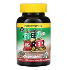 Зелень и зеленые овощи NaturesPlus, Source of Life, зеленые и красные мини-таблетки, 180 двухслойных таблеток