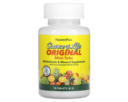 Витаминно-минеральные комплексы NaturesPlus, Source of Life, оригинальные мини-таблетки, добавка с мультивитаминами, минералами и концентратом цельных продуктов, 90 таблеток Витаминно-минеральные комплексы NaturesPlus, Source of Life, оригинальные мини-таблетки, добавка с мультивитаминами, минералами и концентратом цельных продуктов, 90 таблеток