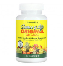 Витаминно-минеральные комплексы NaturesPlus, Source of Life, оригинальные мини-таблетки, мультивитаминная и минеральная добавка, 360 таблеток