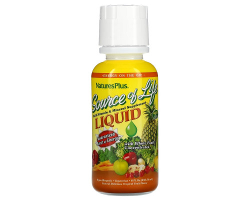 NaturesPlus, Source Of Life, Multi-Vitamin & Mineral Supplement Liquid, Tropical Fruit, 8 fl oz (236.56 ml) NaturesPlus, Source Of Life, Multi-Vitamin & Mineral Supplement Liquid, Tropical Fruit, 8 fl oz (236.56 ml)