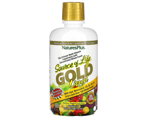 NaturesPlus, Source of Life, Gold Liquid, мультивитаминная добавка, тропические фрукты, 887,1 мл (30 жидк. унций) NaturesPlus, Source of Life, Gold Liquid, мультивитаминная добавка, тропические фрукты, 887,1 мл (30 жидк. унций)