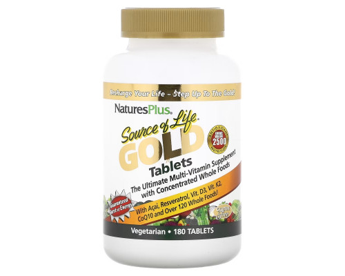 NaturesPlus, Source Of Life Gold Tablets, Ultimate Multi-Vitamin Supplement, 180 Tablets NaturesPlus, Source Of Life Gold Tablets, Ultimate Multi-Vitamin Supplement, 180 Tablets