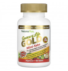 NaturesPlus, Source of Life, Gold, Mini-Tabs, The Ultimate Multi-Vitamin Supplement with Concentrated Whole Foods, 180 Tablets