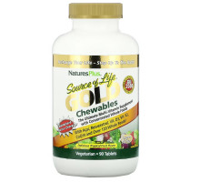 NaturesPlus, Source of Life, Gold Chewables, Delicious Tropical Fruit Flavor, 90 Tablets