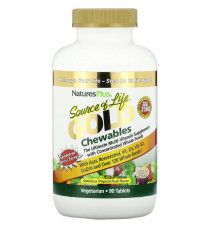 NaturesPlus, Source of Life, Gold Chewables, Delicious Tropical Fruit Flavor, 90 Tablets