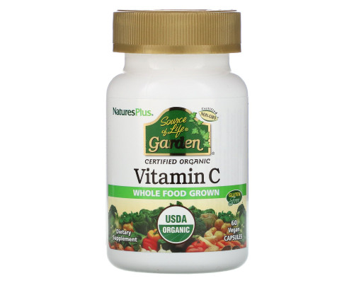 Nature's Plus, Source of Life, Garden, Витамин С 60 овощных капсул Nature's Plus, Source of Life, Garden, Витамин С 60 овощных капсул