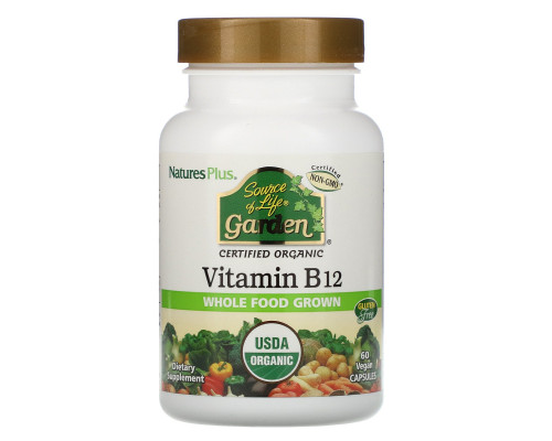 Nature's Plus, Источник жизни Сад, Органический витамин B12, 60 вегетарианских капсул
