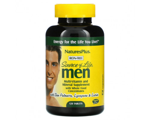 Мужское здоровье Source of Life Men, Multivitamin & Mineral Supplement with Concentrated Whole Foods, Iron-Free, 120 Tablets Мужское здоровье Source of Life Men, Multivitamin & Mineral Supplement with Concentrated Whole Foods, Iron-Free, 120 Tablets