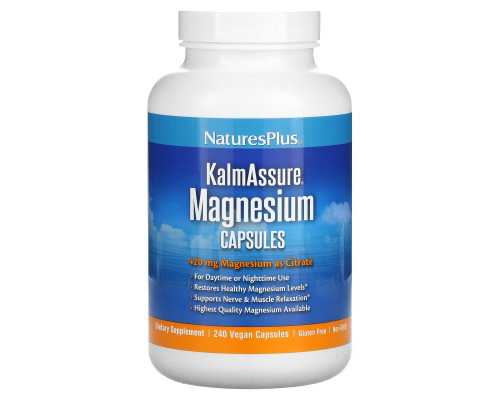 NaturesPlus, KalmAssure, Magnesium, 105 mg, 240 Vegan Capsules NaturesPlus, KalmAssure, Magnesium, 105 mg, 240 Vegan Capsules