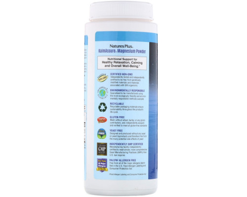 Nature's Plus, Kalmassure Magnesium Powder, Refreshing Pink Lemonade, 400 mg, 0.90 lb. (408 g) Nature's Plus, Kalmassure Magnesium Powder, Refreshing Pink Lemonade, 400 mg, 0.90 lb. (408 g)