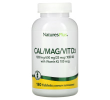 Nature's Plus, Кальций, магний и витамин D3, с витамином K2, 180 таблеток