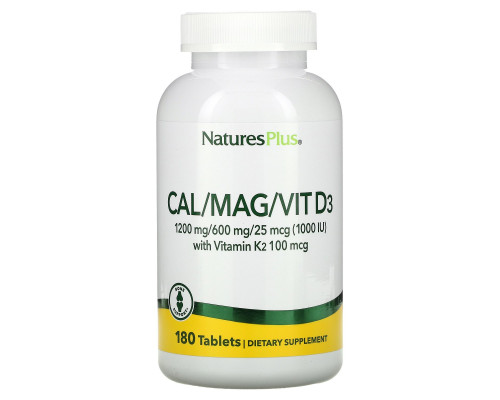Nature's Plus, Кальций, магний и витамин D3, с витамином K2, 180 таблеток Nature's Plus, Кальций, магний и витамин D3, с витамином K2, 180 таблеток