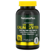 Nature's Plus, Кальций / Магний / Вит D3, со вкусом ванили, 60 жевательных таблеток