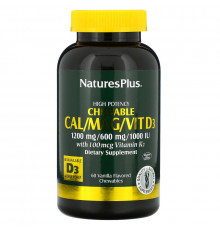 Nature's Plus, Кальций / Магний / Вит D3, со вкусом ванили, 60 жевательных таблеток