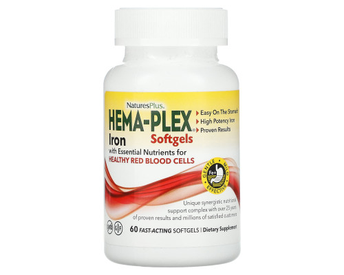 Nature's Plus, Hema-Plex, Iron, 60 Fast-Acting Softgels Nature's Plus, Hema-Plex, Iron, 60 Fast-Acting Softgels