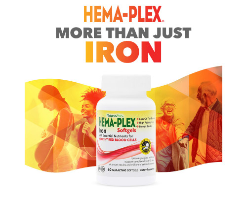Nature's Plus, Hema-Plex, Iron, 60 Fast-Acting Softgels Nature's Plus, Hema-Plex, Iron, 60 Fast-Acting Softgels
