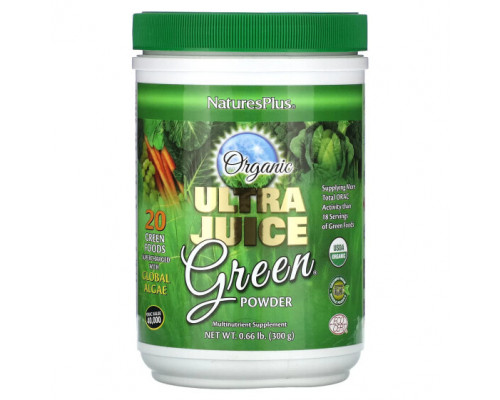 Суперфуды NaturesPlus, Органический зеленый порошок Ultra Juice, 300 г (0,66 фунта) Суперфуды NaturesPlus, Органический зеленый порошок Ultra Juice, 300 г (0,66 фунта)
