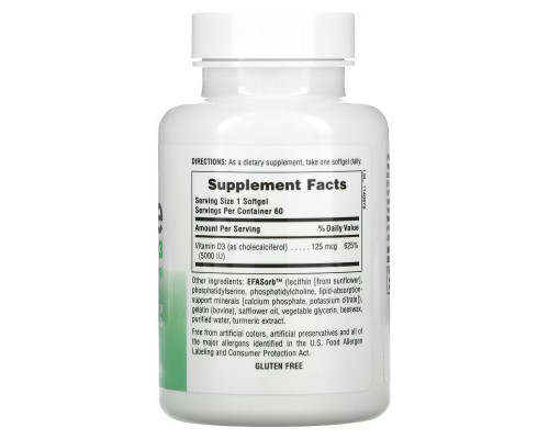NaturesPlus, Immune Vitamin D3, 125 mcg (5,000 IU), 60 Softgels NaturesPlus, Immune Vitamin D3, 125 mcg (5,000 IU), 60 Softgels