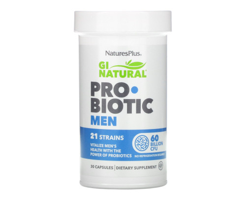 Nature's Plus, GI Natural Probiotic Men, 60 Billion CFU, 30 Capsules Nature's Plus, GI Natural Probiotic Men, 60 Billion CFU, 30 Capsules