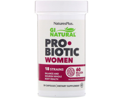 Nature's Plus, GI Natural Probiotic Women, 60 Billion CFU, 30 Capsules Nature's Plus, GI Natural Probiotic Women, 60 Billion CFU, 30 Capsules