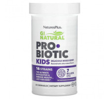 Детское здоровье NaturesPlus, GI Natural Probiotic Kids, детские пробиотики, ягодный вкус, 7 миллиардов КОЕ, 30 жевательных таблеток