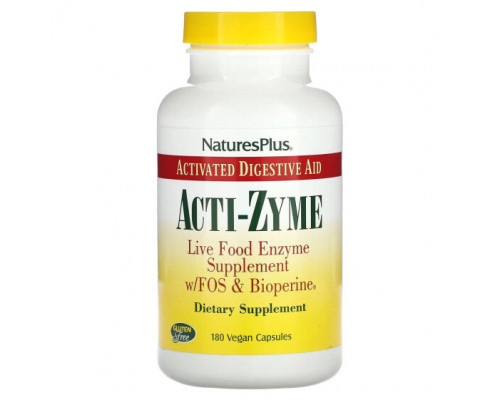 Для пищеварительной системы NaturesPlus, Acti-Zyme, 180 веганских капсул Для пищеварительной системы NaturesPlus, Acti-Zyme, 180 веганских капсул