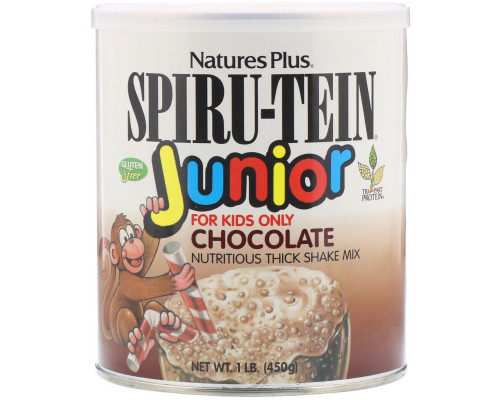 Nature's Plus, Spiru-Tein Junior, Nutritious Thick Shake Mix, Chocolate, 1 lb (450 g) Nature's Plus, Spiru-Tein Junior, Nutritious Thick Shake Mix, Chocolate, 1 lb (450 g)