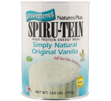Nature's Plus, Сыворотка Spiru-Tein, питание с высоким содержанием белка, со вкусом простой настоящей ванили, несладкая, 740 г