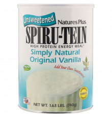 Nature's Plus, Сыворотка Spiru-Tein, питание с высоким содержанием белка, со вкусом простой настоящей ванили, несладкая, 740 г
