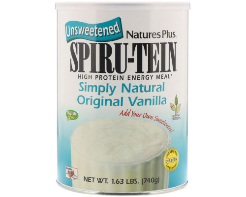 Nature's Plus, Сыворотка Spiru-Tein, питание с высоким содержанием белка, со вкусом простой настоящей ванили, несладкая, 740 г Nature's Plus, Сыворотка Spiru-Tein, питание с высоким содержанием белка, со вкусом простой настоящей ванили, несладкая, 740 г