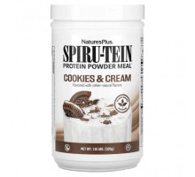 Для похудения и контроля веса NaturesPlus, Spiru-Tein Protein Powder Meal, печенье и сливки, 525 г (1,15 фунта)