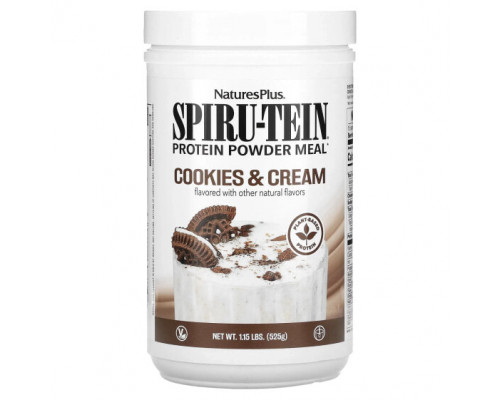 Для похудения и контроля веса NaturesPlus, Spiru-Tein Protein Powder Meal, печенье и сливки, 525 г (1,15 фунта) Для похудения и контроля веса NaturesPlus, Spiru-Tein Protein Powder Meal, печенье и сливки, 525 г (1,15 фунта)