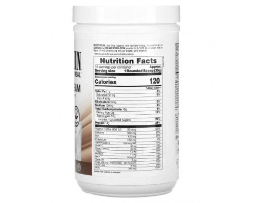 Для похудения и контроля веса NaturesPlus, Spiru-Tein Protein Powder Meal, печенье и сливки, 525 г (1,15 фунта) Для похудения и контроля веса NaturesPlus, Spiru-Tein Protein Powder Meal, печенье и сливки, 525 г (1,15 фунта)