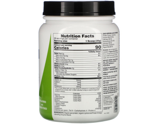 Nature's Plus, Белковый Порошок Органический Горох, 1,10 фунта (500 г) Nature's Plus, Белковый Порошок Органический Горох, 1,10 фунта (500 г)