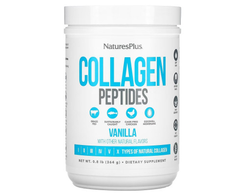 NaturesPlus, Пептиды коллагена, ваниль, 364 г (0,8 фунта) NaturesPlus, Пептиды коллагена, ваниль, 364 г (0,8 фунта)
