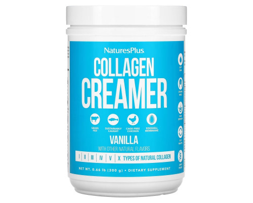 NaturesPlus, Collagen Creamer, Vanilla, 0.66 lb (300 g) NaturesPlus, Collagen Creamer, Vanilla, 0.66 lb (300 g)