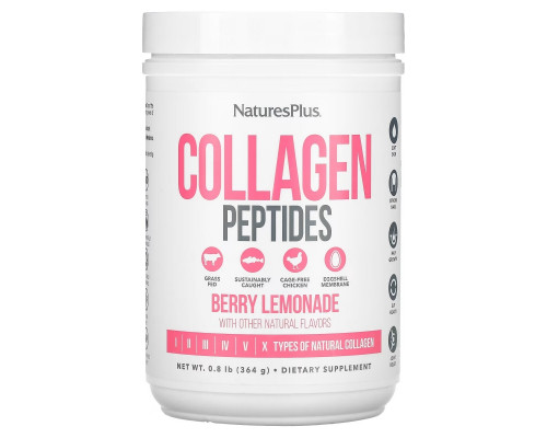 NaturesPlus, Collagen Peptides, Berry Lemonade, 0.8 lbs (364 g) NaturesPlus, Collagen Peptides, Berry Lemonade, 0.8 lbs (364 g)