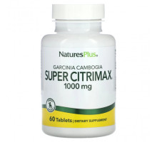 Для похудения и контроля веса NaturesPlus, Гарциния камбоджийская супер цитримакс, 1000 мг, 60 таблеток