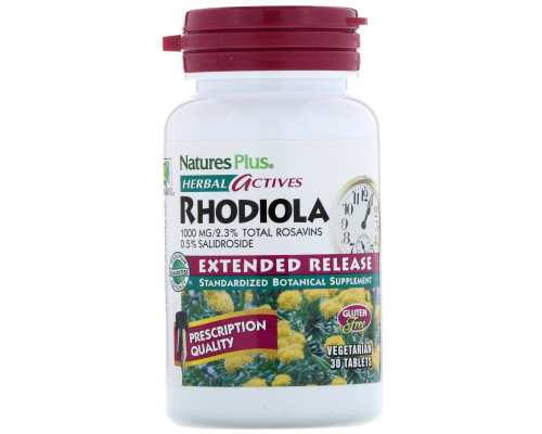 Nature's Plus, Herbal Actives, Родиола, с продленным высвобождением, 1000 мг, 30 растительных таблеток Nature's Plus, Herbal Actives, Родиола, с продленным высвобождением, 1000 мг, 30 растительных таблеток