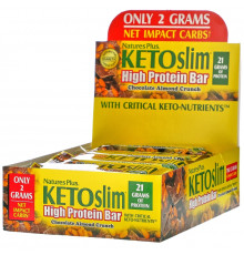 Nature's Plus, KETOslim, батончик с высоким содержанием протеина, шоколад и миндаль, 12 батончиков по 2,1 унции (60 г) каждый