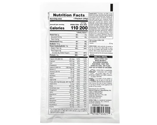 NaturesPlus, Spiru-Tein, High Protein Energy Meal, Vanilla, 8 Packets, 1.2 oz (34 g) Each NaturesPlus, Spiru-Tein, High Protein Energy Meal, Vanilla, 8 Packets, 1.2 oz (34 g) Each
