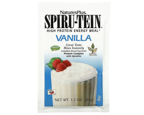 NaturesPlus, Spiru-Tein, High Protein Energy Meal, Vanilla, 8 Packets, 1.2 oz (34 g) Each NaturesPlus, Spiru-Tein, High Protein Energy Meal, Vanilla, 8 Packets, 1.2 oz (34 g) Each