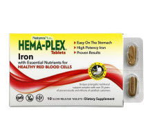 NaturesPlus, Hema-Plex, Iron with Essential Nutrients for Healthy Red Blood Cells , 10 Slow Release Tablets