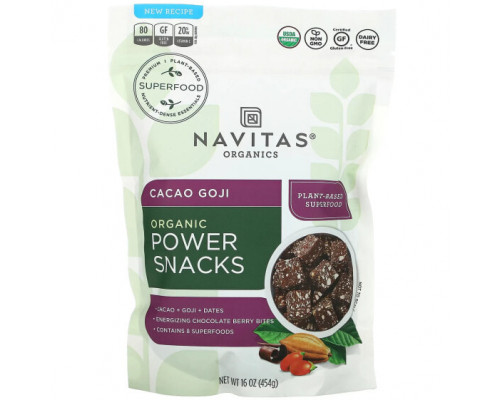 Суперфуды Navitas Organics, Organic Power Snack, какао-годжи, 454 г (16 унций) Суперфуды Navitas Organics, Organic Power Snack, какао-годжи, 454 г (16 унций)