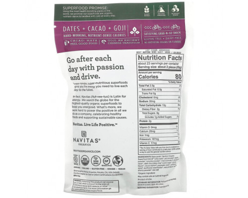 Суперфуды Navitas Organics, Organic Power Snack, какао-годжи, 454 г (16 унций) Суперфуды Navitas Organics, Organic Power Snack, какао-годжи, 454 г (16 унций)